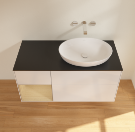 Тумба под раковину Villeroy & Boch Finion 120х50,1 см с подсветкой МДФ глянцевый белый лак/стекло черное матовое GA42PCGF