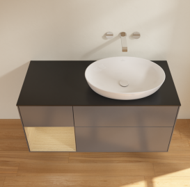 Тумба под раковину Villeroy & Boch Finion 120х50,1 см с подсветкой МДФ антрацит матовый лак/стекло черное матовое GA42PCGK