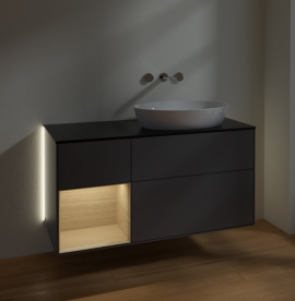 Тумба под раковину Villeroy & Boch Finion 120х50,1 см с подсветкой МДФ антрацит матовый лак/стекло черное матовое GA42PCGK