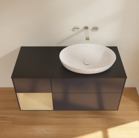 Тумба под раковину Villeroy & Boch Finion 120х50,1 см с подсветкой МДФ темно-синий матовый лак/стекло черное матовое GA42PCHG