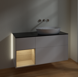 Тумба под раковину Villeroy & Boch Finion 120х50,1 см с подсветкой МДФ белый матовый лак/стекло черное матовое GA42PCMT