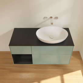 Тумба под раковину Villeroy & Boch Finion 120х50,1 см с подсветкой МДФ оливковый матовый лак/стекло черное матовое GA42PDGM