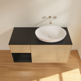 Тумба под раковину Villeroy & Boch Finion 120х50,1 см с подсветкой МДФ шпон дуба/стекло черное матовое GA42PDPC