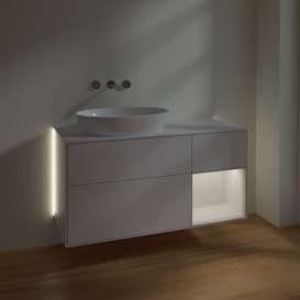 Тумба под раковину Villeroy & Boch Finion 120х50,1 см с подсветкой МДФ глянцевый белый лак/стекло белое матовое GA51GFGF