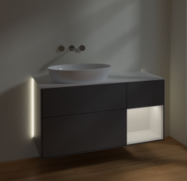 Тумба под раковину Villeroy & Boch Finion 120х50,1 см с подсветкой МДФ антрацит матовый лак/стекло белое матовое GA51GFGK