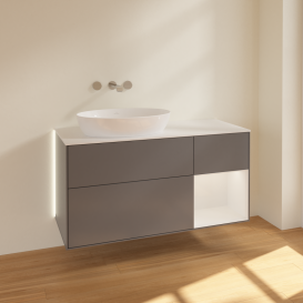 Тумба под раковину Villeroy & Boch Finion 120х50,1 см с подсветкой МДФ антрацит матовый лак/стекло белое матовое GA51GFGK