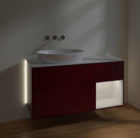 Тумба под раковину Villeroy & Boch Finion 120х50,1 см с подсветкой МДФ пион матовый лак/стекло белое матовое GA51GFHB