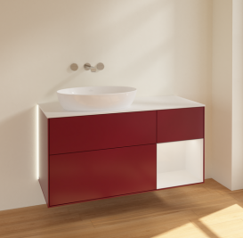 Тумба под раковину Villeroy & Boch Finion 120х50,1 см с подсветкой МДФ пион матовый лак/стекло белое матовое GA51GFHB