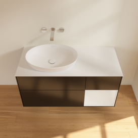 Тумба под раковину Villeroy & Boch Finion 120х50,1 см с подсветкой МДФ черный матовый лак/стекло белое матовое GA51GFPD