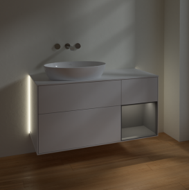 Тумба под раковину Villeroy & Boch Finion 120х50,1 см с подсветкой МДФ глянцевый белый лак/стекло белое матовое GA51GKGF