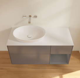 Тумба под раковину Villeroy & Boch Finion 120х50,1 см с подсветкой МДФ антрацит матовый лак/стекло белое матовое GA51GKGK