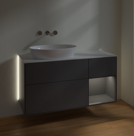 Тумба под раковину Villeroy & Boch Finion 120х50,1 см с подсветкой МДФ антрацит матовый лак/стекло белое матовое GA51GKGK