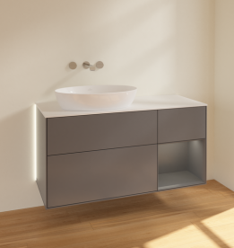 Тумба под раковину Villeroy & Boch Finion 120х50,1 см с подсветкой МДФ антрацит матовый лак/стекло белое матовое GA51GKGK