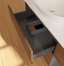 Тумба под раковину Villeroy & Boch Finion 120х50,1 см с подсветкой МДФ шпон грецкого ореха/стекло белое матовое GA51GKGN