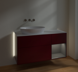 Тумба под раковину Villeroy & Boch Finion 120х50,1 см с подсветкой МДФ пион матовый лак/стекло белое матовое GA51GKHB