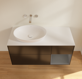 Тумба под раковину Villeroy & Boch Finion 120х50,1 см с подсветкой МДФ черный матовый лак/стекло белое матовое GA51GKPD