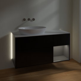 Тумба под раковину Villeroy & Boch Finion 120х50,1 см с подсветкой МДФ черный матовый лак/стекло белое матовое GA51GKPD