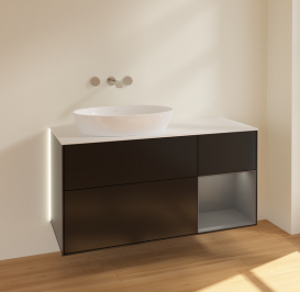 Тумба под раковину Villeroy & Boch Finion 120х50,1 см с подсветкой МДФ черный матовый лак/стекло белое матовое GA51GKPD