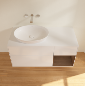 Тумба под раковину Villeroy & Boch Finion 120х50,1 см с подсветкой МДФ глянцевый белый лак/стекло белое матовое GA51GNGF