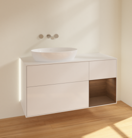 Тумба под раковину Villeroy & Boch Finion 120х50,1 см с подсветкой МДФ глянцевый белый лак/стекло белое матовое GA51GNGF