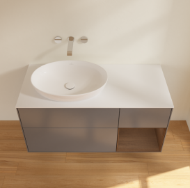 Тумба под раковину Villeroy & Boch Finion 120х50,1 см с подсветкой МДФ антрацит матовый лак/стекло белое матовое GA51GNGK