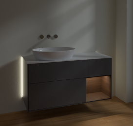 Тумба под раковину Villeroy & Boch Finion 120х50,1 см с подсветкой МДФ антрацит матовый лак/стекло белое матовое GA51GNGK