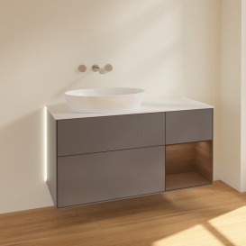 Тумба под раковину Villeroy & Boch Finion 120х50,1 см с подсветкой МДФ антрацит матовый лак/стекло белое матовое GA51GNGK