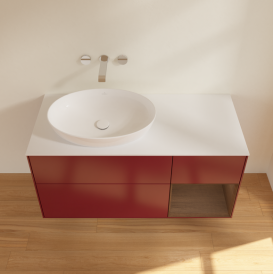 Тумба под раковину Villeroy & Boch Finion 120х50,1 см с подсветкой МДФ пион матовый лак/стекло белое матовое GA51GNHB