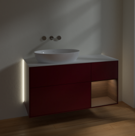 Тумба под раковину Villeroy & Boch Finion 120х50,1 см с подсветкой МДФ пион матовый лак/стекло белое матовое GA51GNHB