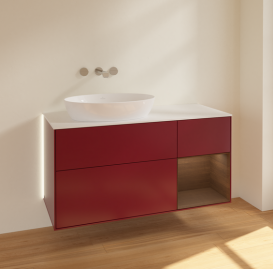 Тумба под раковину Villeroy & Boch Finion 120х50,1 см с подсветкой МДФ пион матовый лак/стекло белое матовое GA51GNHB