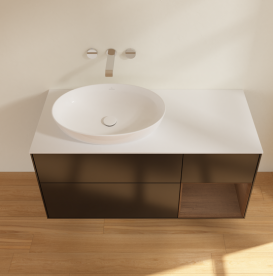 Тумба под раковину Villeroy & Boch Finion 120х50,1 см с подсветкой МДФ черный матовый лак/стекло белое матовое GA51GNPD