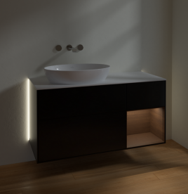 Тумба под раковину Villeroy & Boch Finion 120х50,1 см с подсветкой МДФ черный матовый лак/стекло белое матовое GA51GNPD