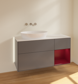 Тумба под раковину Villeroy & Boch Finion 120х50,1 см с подсветкой МДФ антрацит матовый лак/стекло белое матовое GA51HBGK