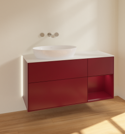 Тумба под раковину Villeroy & Boch Finion 120х50,1 см с подсветкой МДФ пион матовый лак/стекло белое матовое GA51HBHB