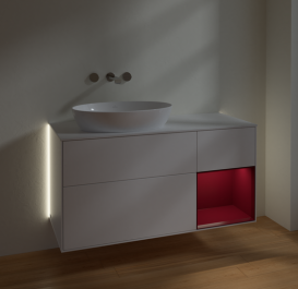 Тумба под раковину Villeroy & Boch Finion 120х50,1 см с подсветкой МДФ белый матовый лак/стекло белое матовое GA51HBMT