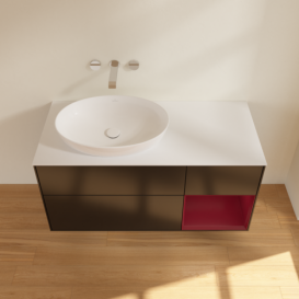 Тумба под раковину Villeroy & Boch Finion 120х50,1 см с подсветкой МДФ черный матовый лак/стекло белое матовое GA51HBPD