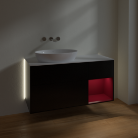Тумба под раковину Villeroy & Boch Finion 120х50,1 см с подсветкой МДФ черный матовый лак/стекло белое матовое GA51HBPD