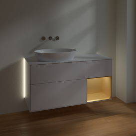 Тумба под раковину Villeroy & Boch Finion 120х50,1 см с подсветкой МДФ глянцевый белый лак/стекло белое матовое GA51HFGF