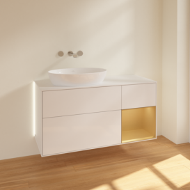 Тумба под раковину Villeroy & Boch Finion 120х50,1 см с подсветкой МДФ глянцевый белый лак/стекло белое матовое GA51HFGF