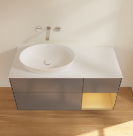 Тумба под раковину Villeroy & Boch Finion 120х50,1 см с подсветкой МДФ антрацит матовый лак/стекло белое матовое GA51HFGK