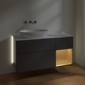 Тумба под раковину Villeroy & Boch Finion 120х50,1 см с подсветкой МДФ антрацит матовый лак/стекло белое матовое GA51HFGK