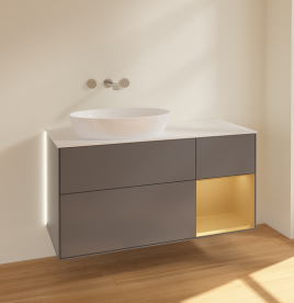 Тумба под раковину Villeroy & Boch Finion 120х50,1 см с подсветкой МДФ антрацит матовый лак/стекло белое матовое GA51HFGK