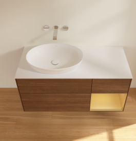 Тумба под раковину Villeroy & Boch Finion 120х50,1 см с подсветкой МДФ шпон грецкого ореха/стекло белое матовое GA51HFGN