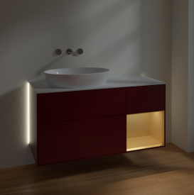 Тумба под раковину Villeroy & Boch Finion 120х50,1 см с подсветкой МДФ пион матовый лак/стекло белое матовое GA51HFHB