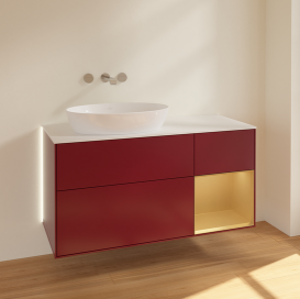 Тумба под раковину Villeroy & Boch Finion 120х50,1 см с подсветкой МДФ пион матовый лак/стекло белое матовое GA51HFHB