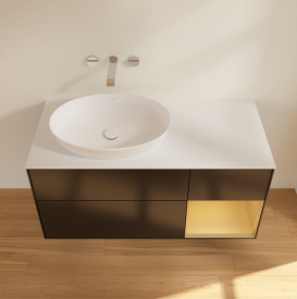 Тумба под раковину Villeroy & Boch Finion 120х50,1 см с подсветкой МДФ черный матовый лак/стекло белое матовое GA51HFPD