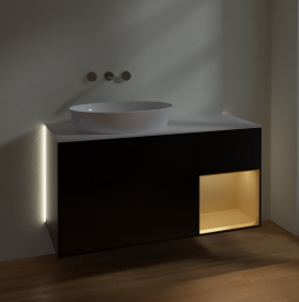 Тумба под раковину Villeroy & Boch Finion 120х50,1 см с подсветкой МДФ черный матовый лак/стекло белое матовое GA51HFPD