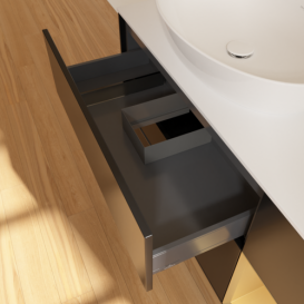 Тумба под раковину Villeroy & Boch Finion 120х50,1 см с подсветкой МДФ черный матовый лак/стекло белое матовое GA51HFPD