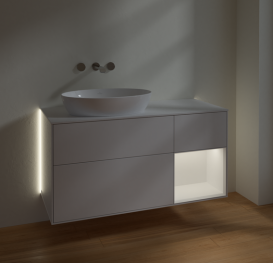 Тумба под раковину Villeroy & Boch Finion 120х50,1 см с подсветкой МДФ глянцевый белый лак/стекло белое матовое GA51MTGF