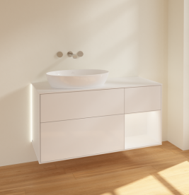 Тумба под раковину Villeroy & Boch Finion 120х50,1 см с подсветкой МДФ глянцевый белый лак/стекло белое матовое GA51MTGF